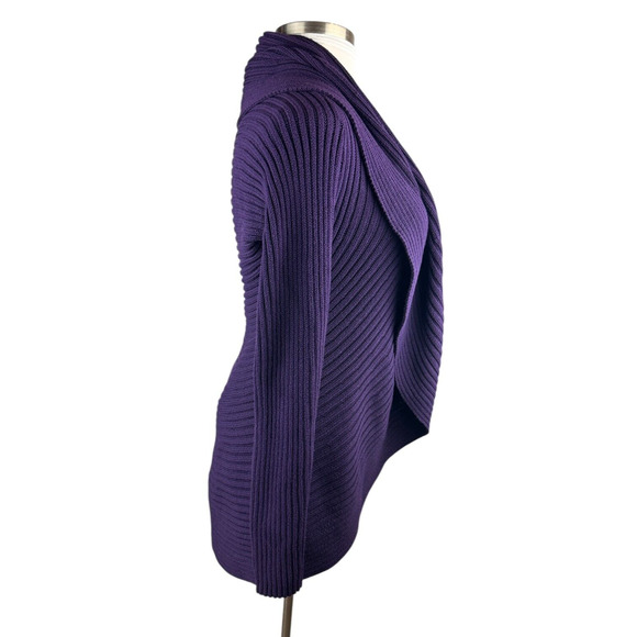 Ralph Lauren Ribbed Open Front Drape Shawl Cardigan Purple Women's Size L/XL - Picture 10 of 16